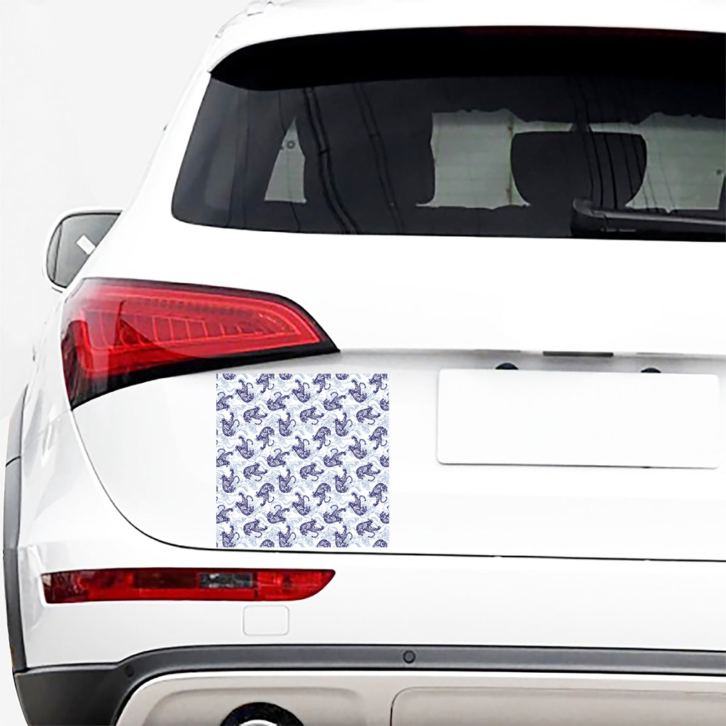 Japanese White Tiger Pattern Print Car Sticker
