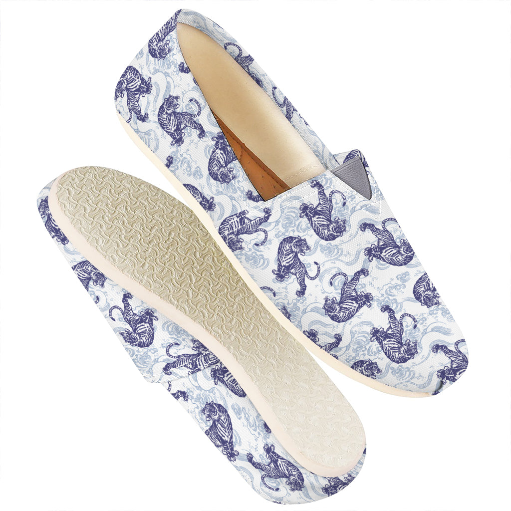 Japanese White Tiger Pattern Print Casual Shoes