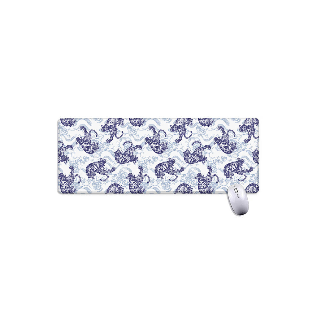 Japanese White Tiger Pattern Print Extended Mouse Pad