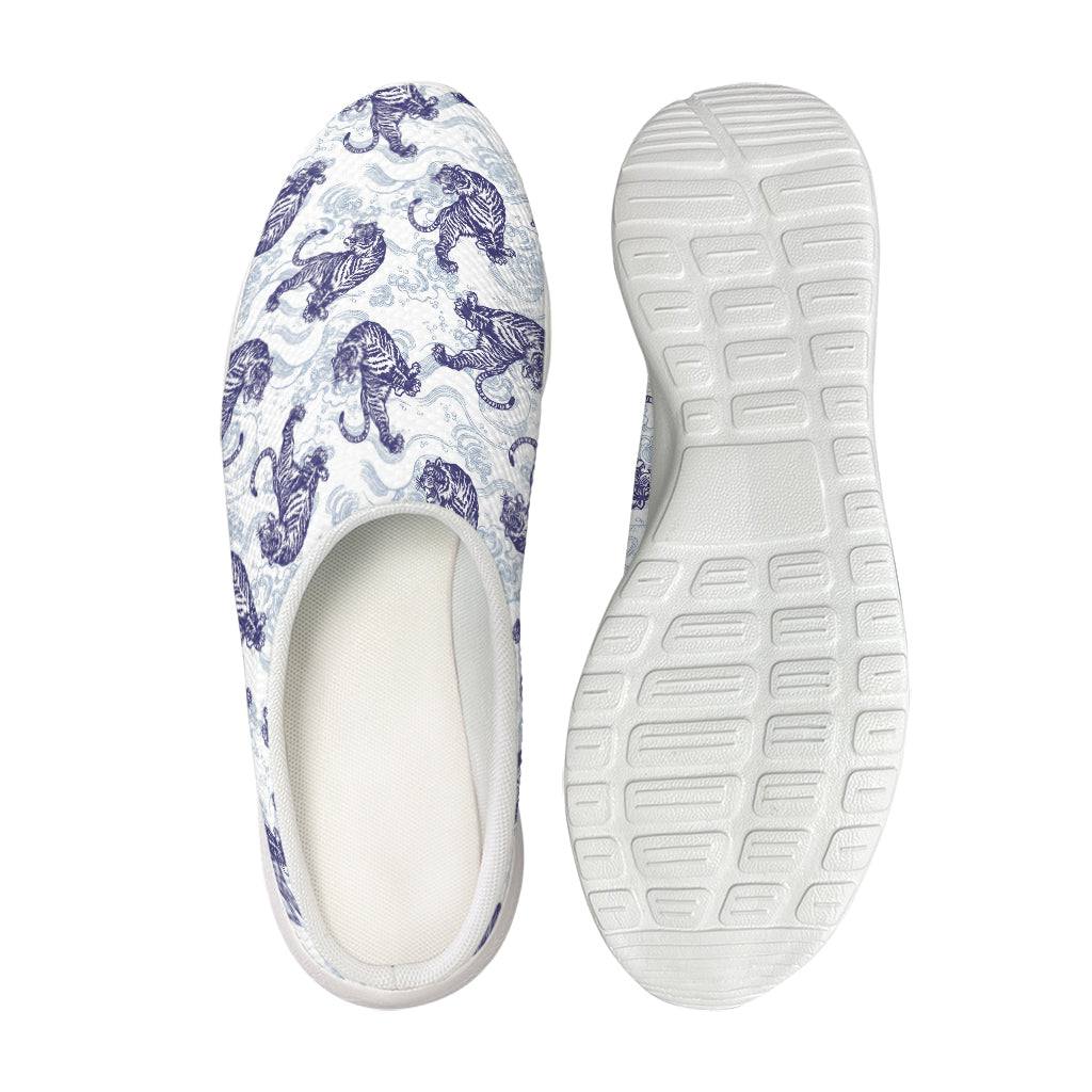 Japanese White Tiger Pattern Print Mesh Casual Shoes