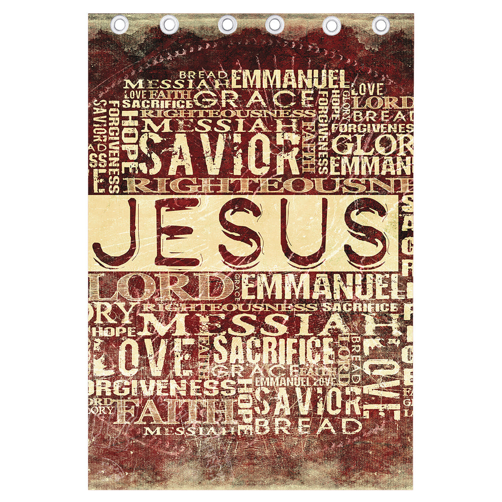 Jesus Religious Words Print Curtain