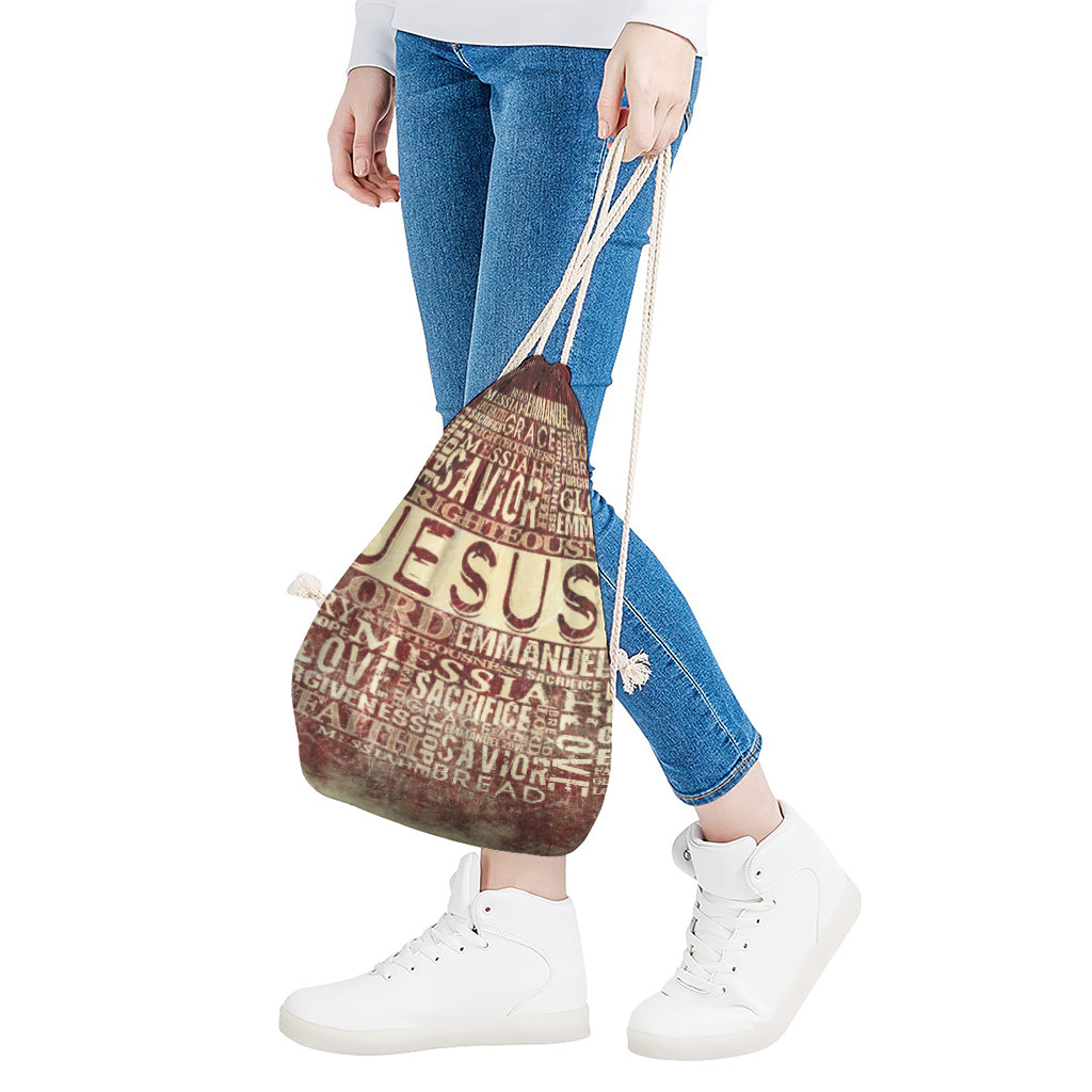 Jesus Religious Words Print Drawstring Bag