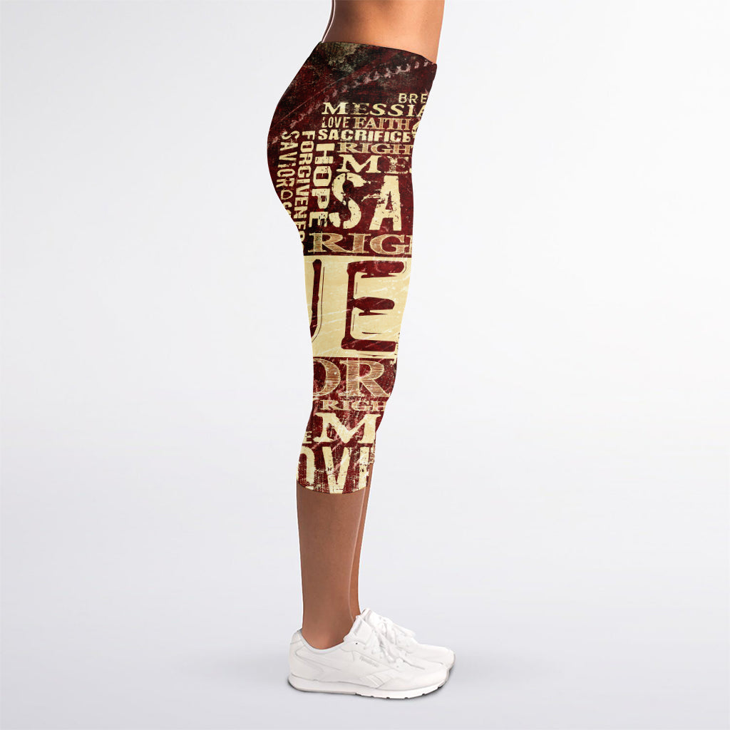 Jesus Religious Words Print Women's Capri Leggings