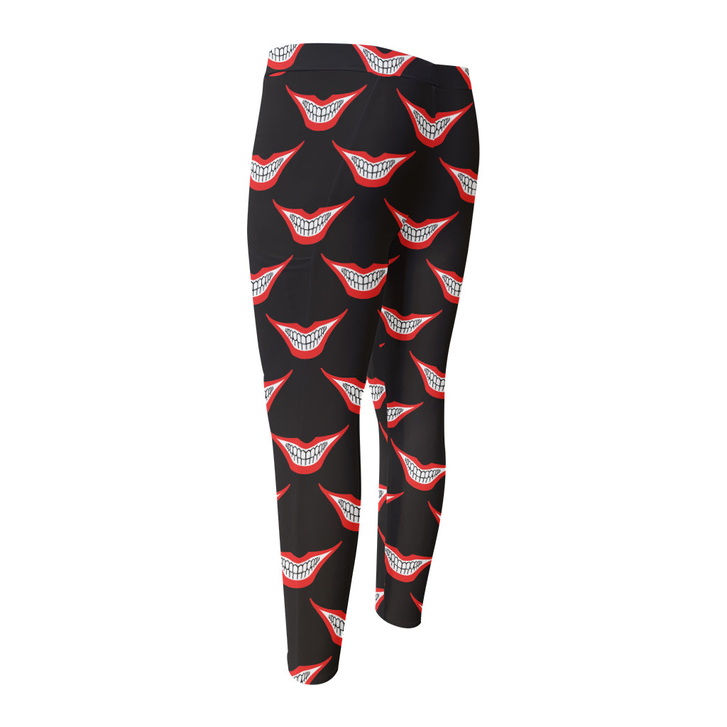 Joker Smile Pattern Print Men's Compression Pants