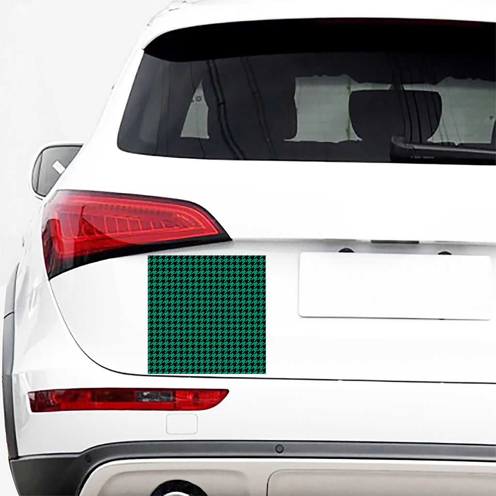 Jungle Green And Black Houndstooth Print Car Sticker