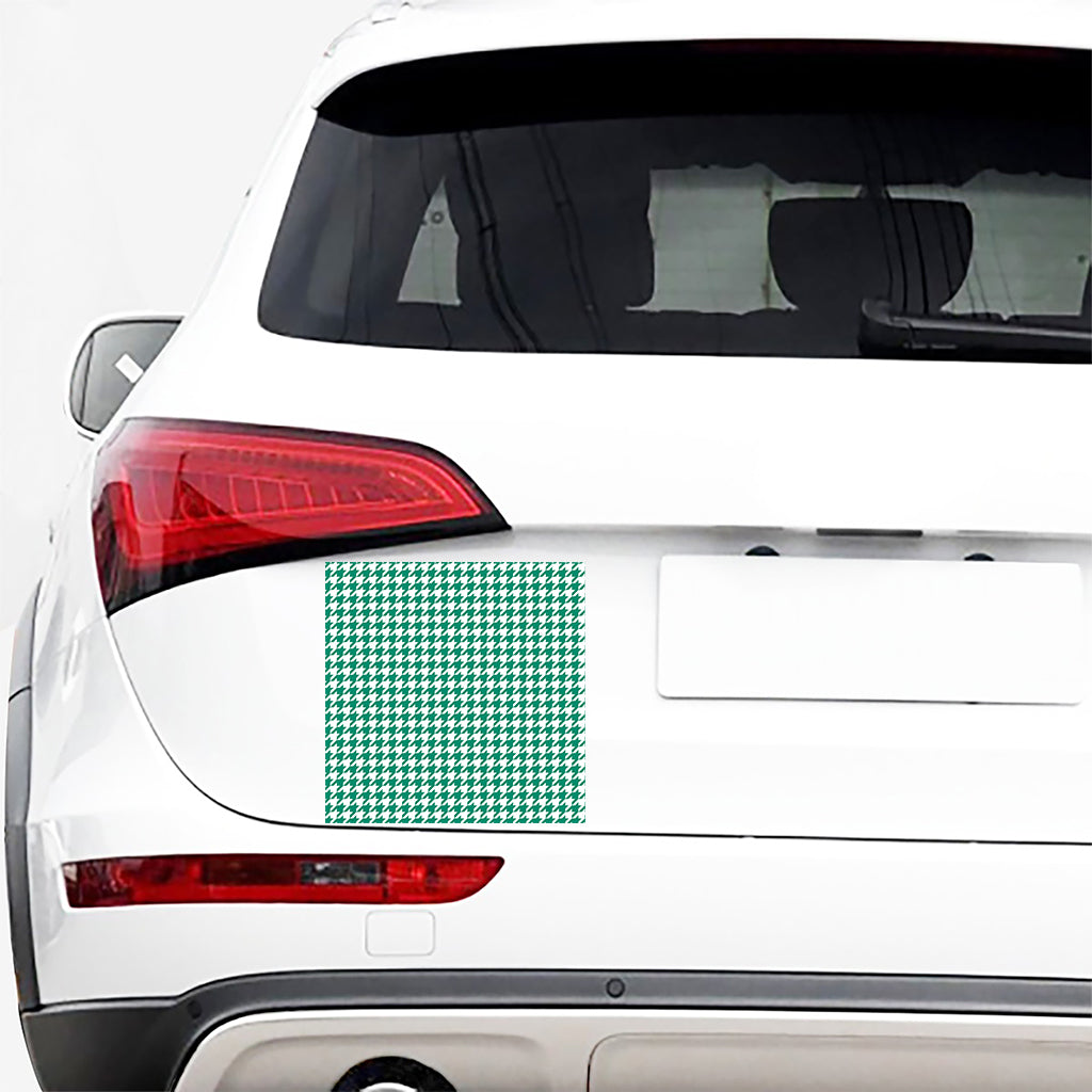 Jungle Green And White Houndstooth Print Car Sticker