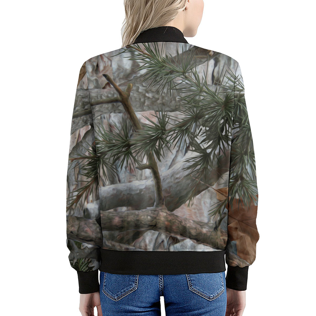 Jungle Hunting Camouflage Print Women's Bomber Jacket