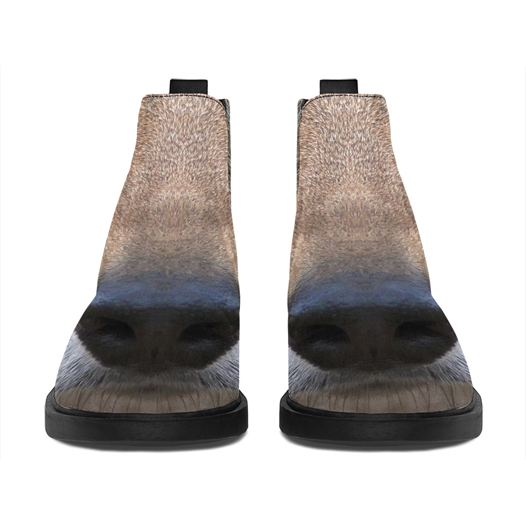 Jungle Wolf Print Flat Ankle Boots