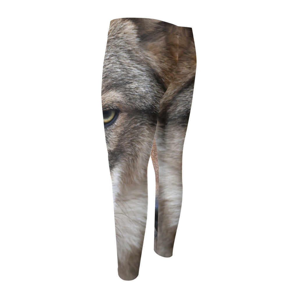 Jungle Wolf Print Men's Compression Pants