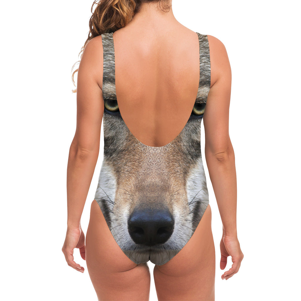 Jungle Wolf Print One Piece Swimsuit