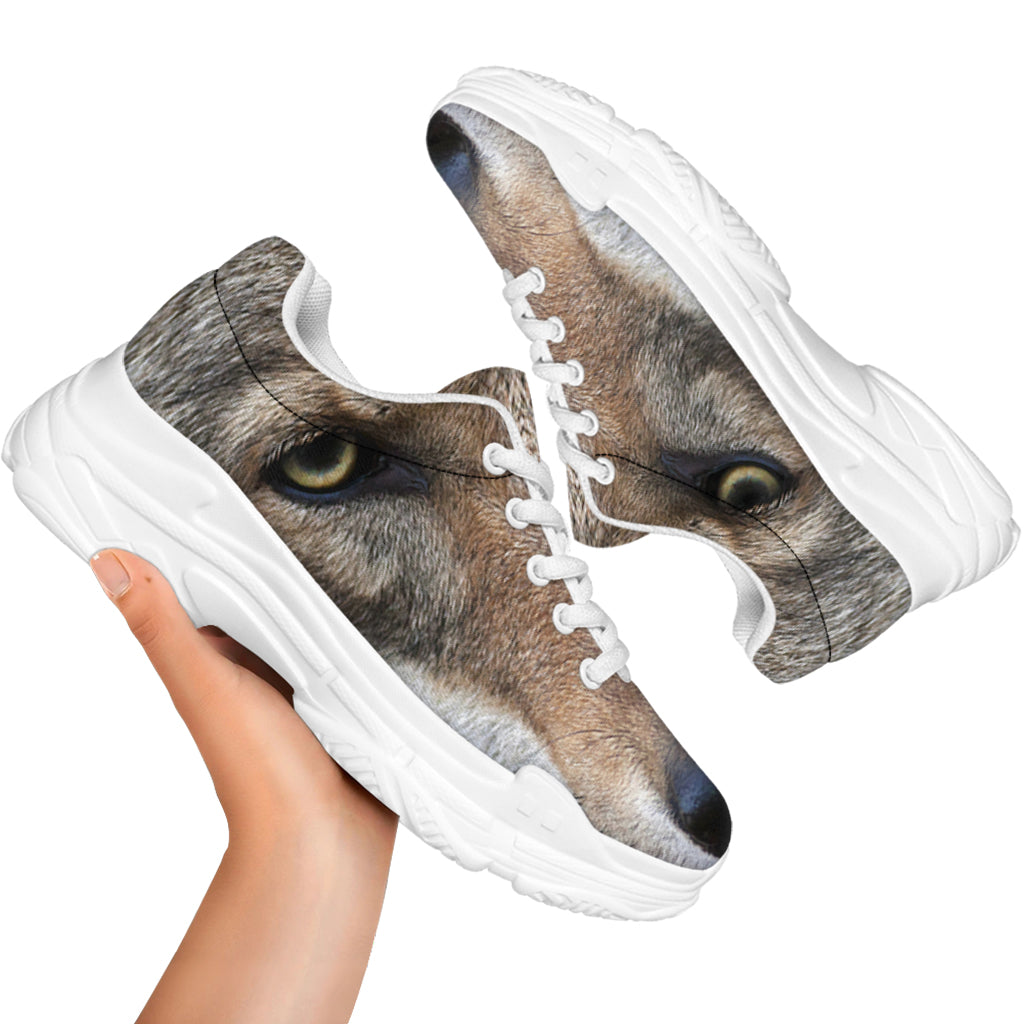 Jungle Wolf Print White Chunky Shoes