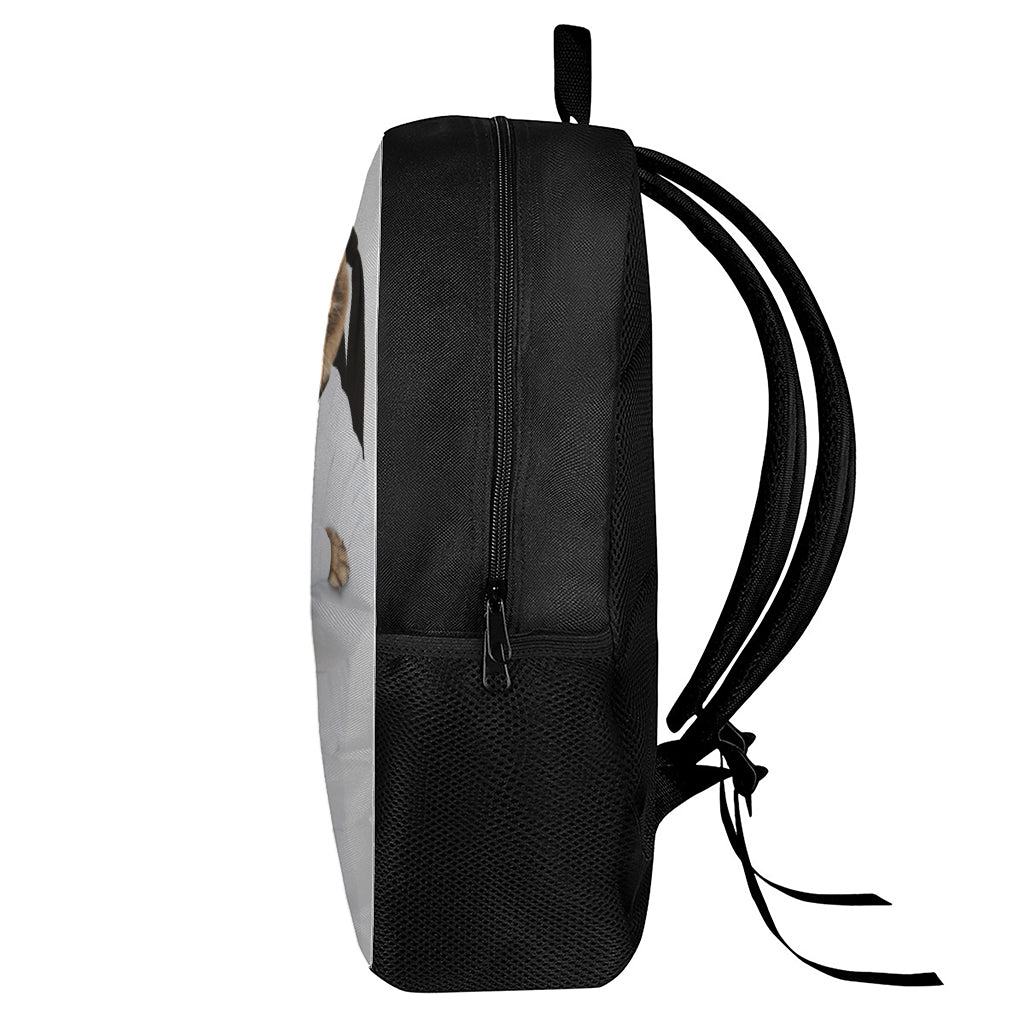 Karate Cat Print 17 Inch Backpack