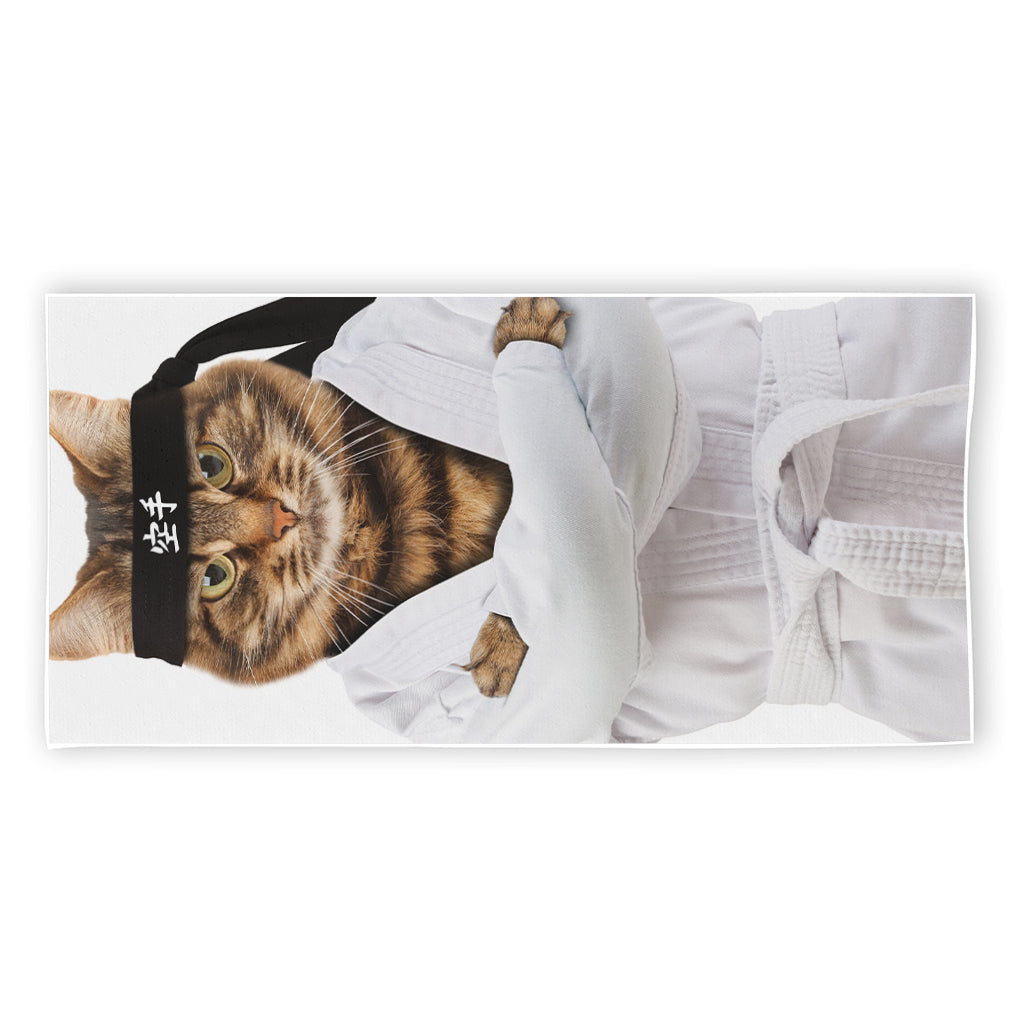 Karate Cat Print Beach Towel