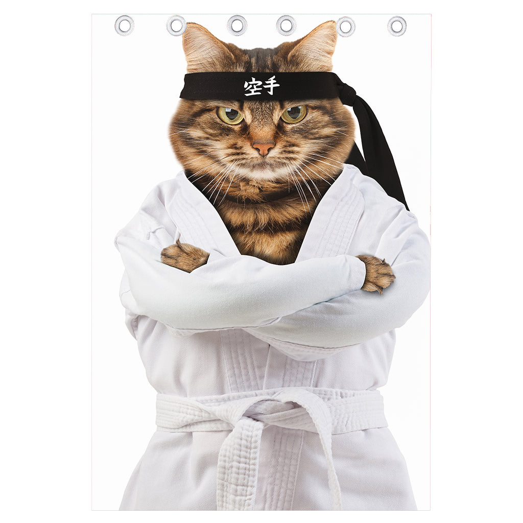 Karate Cat Print Curtain