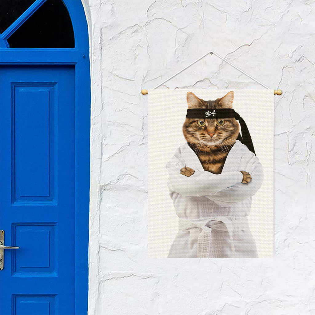 Karate Cat Print Garden Flag