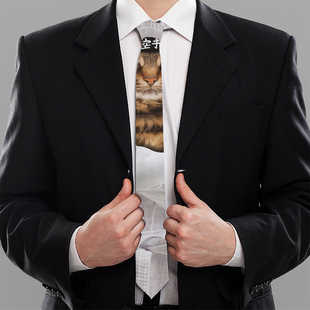 Karate Cat Print Necktie