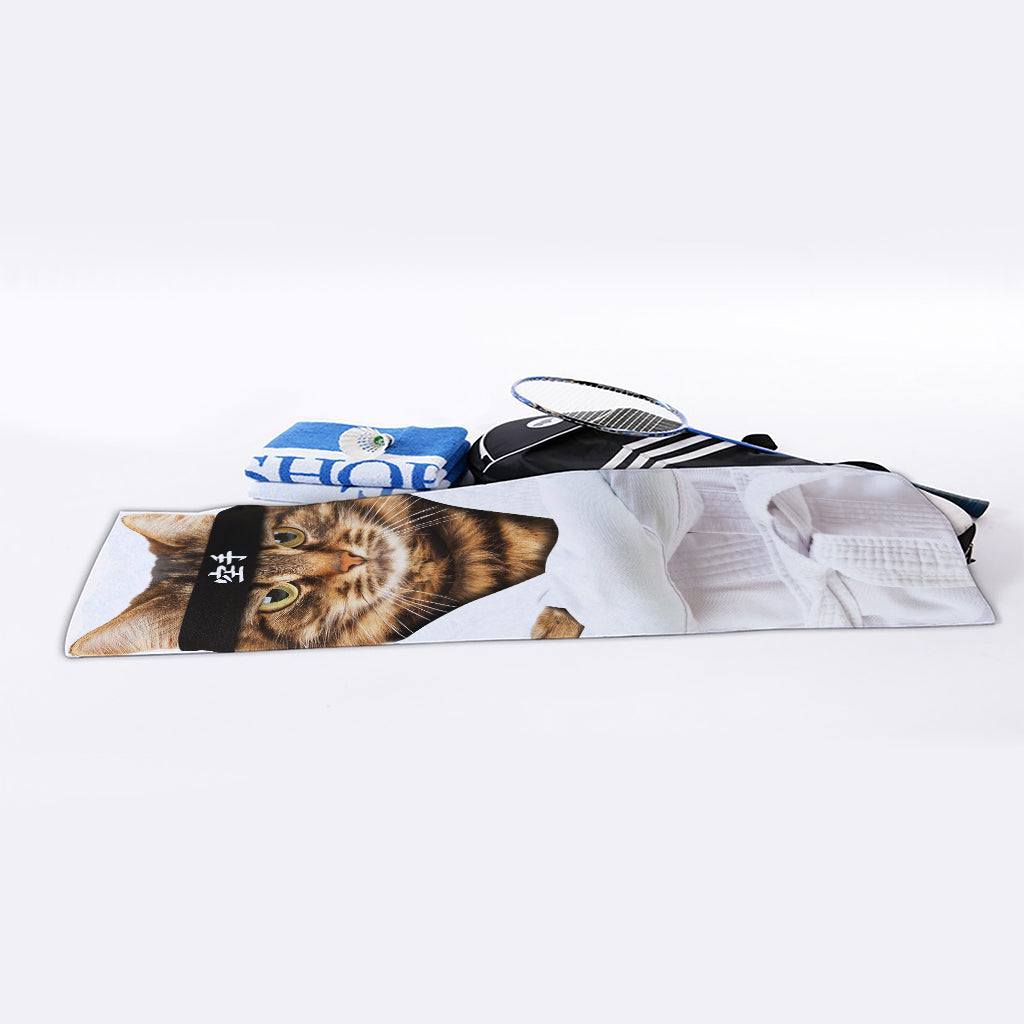 Karate Cat Print Sports Towel