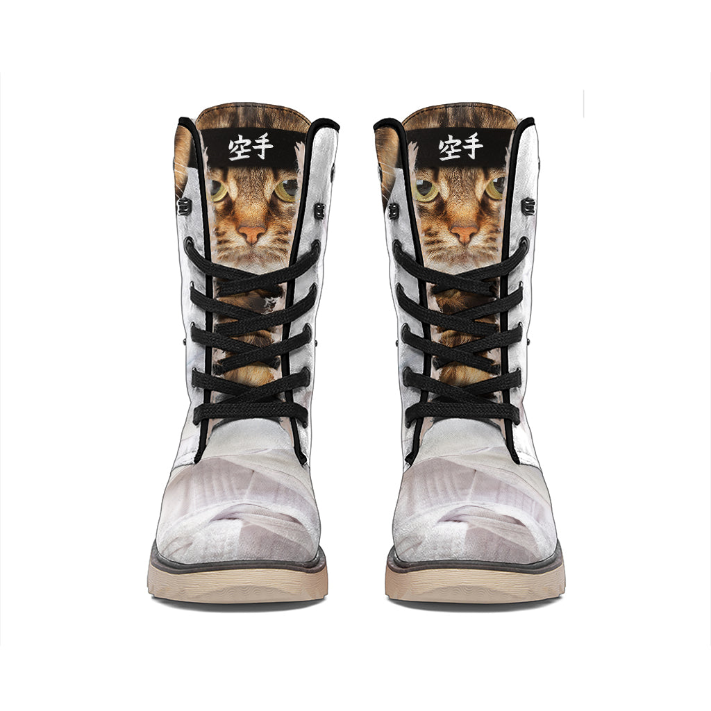 Karate Cat Print Winter Boots