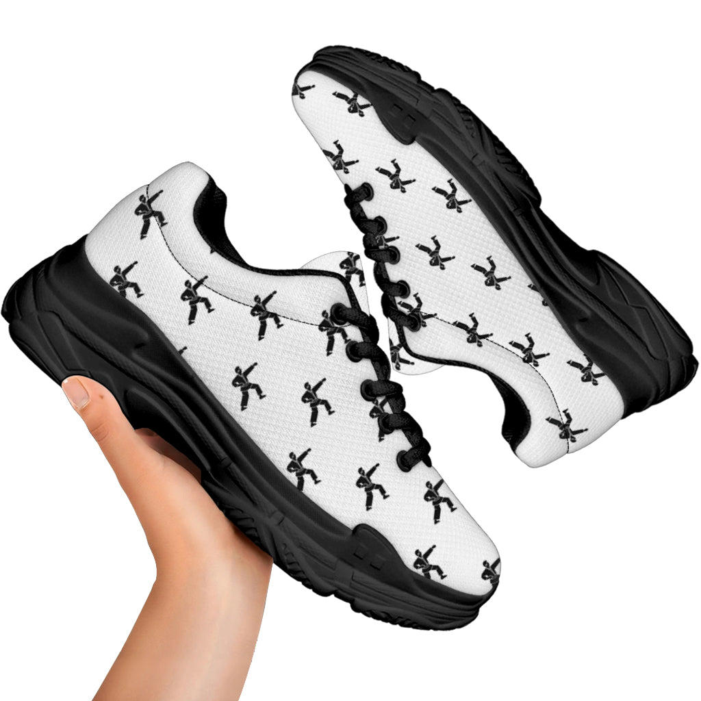 Karate Fighter Pattern Print Black Chunky Shoes