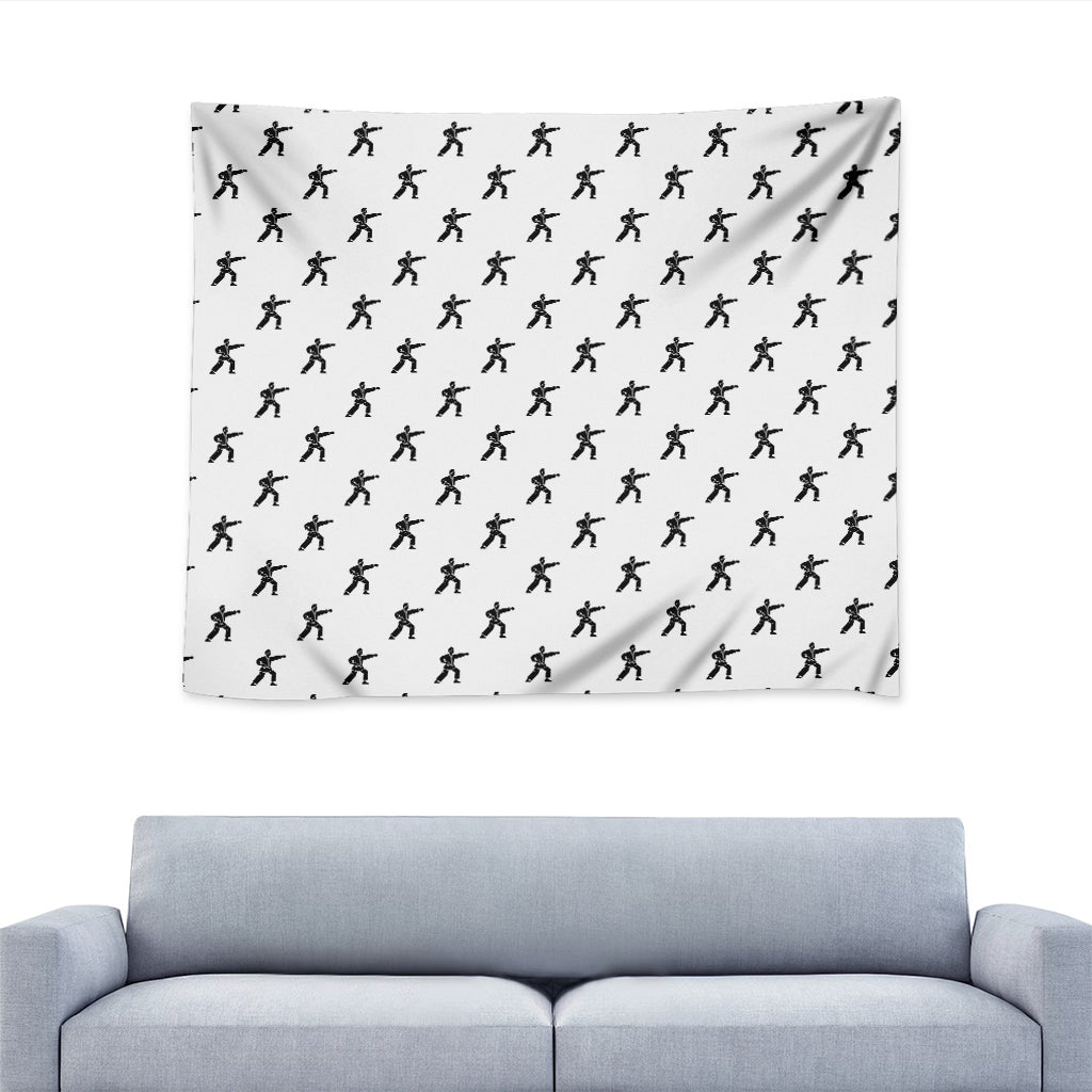 Karate Fighter Pattern Print Tapestry