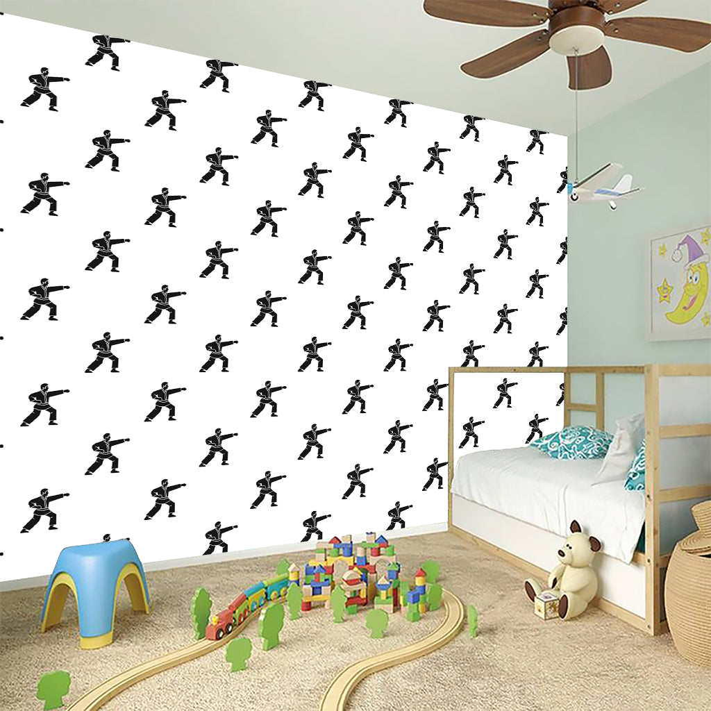Karate Fighter Pattern Print Wall Sticker