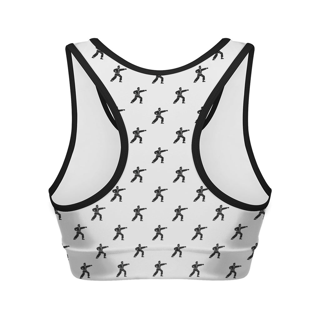 Karate Fighter Pattern Print Women's Sports Bra