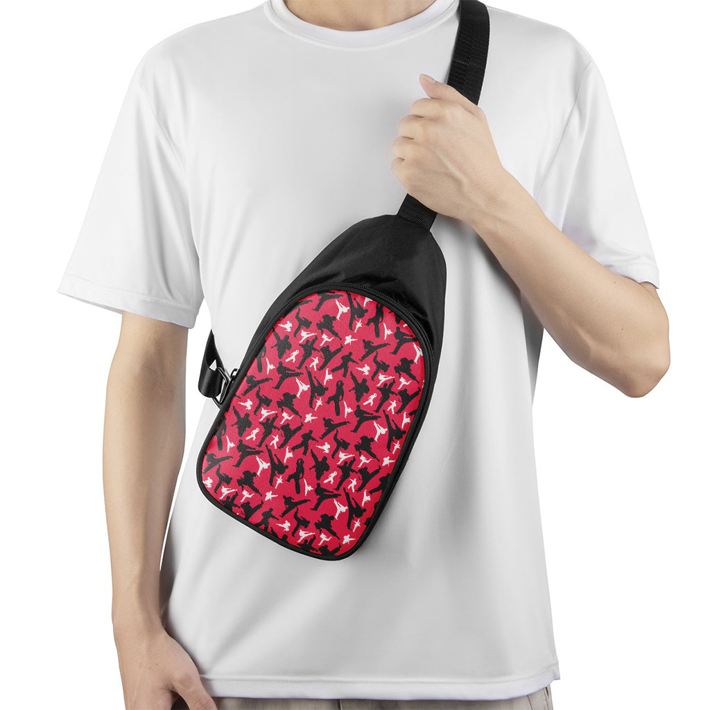 Karate Pattern Print Chest Bag
