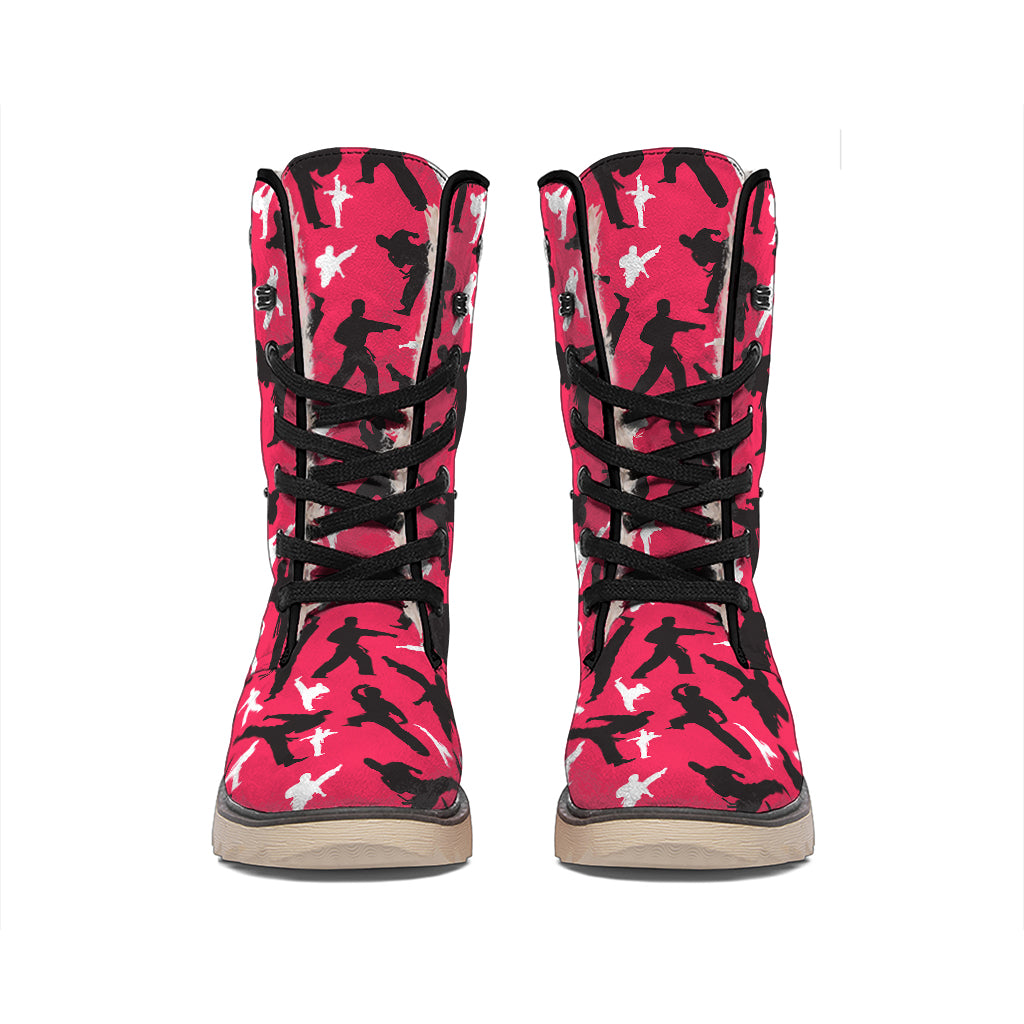 Karate Pattern Print Winter Boots