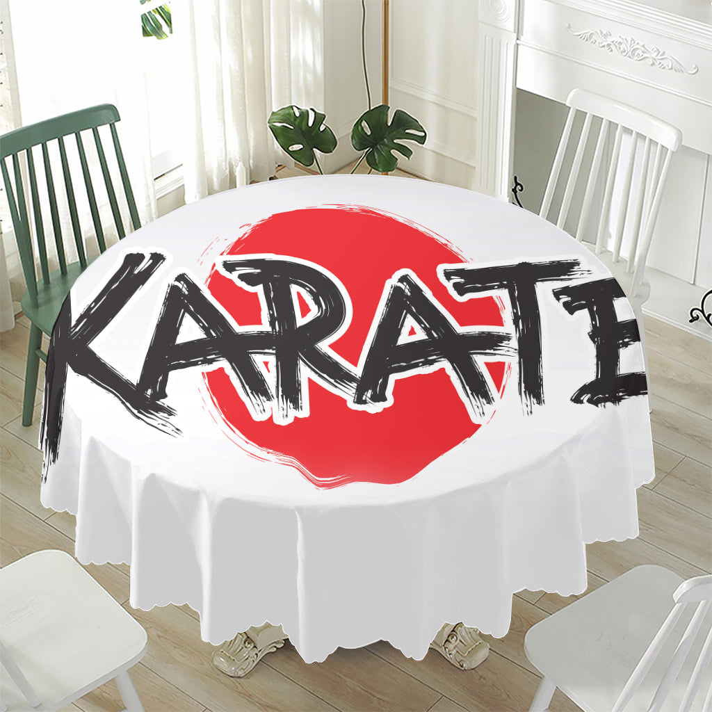 Karate Text Print Waterproof Round Tablecloth