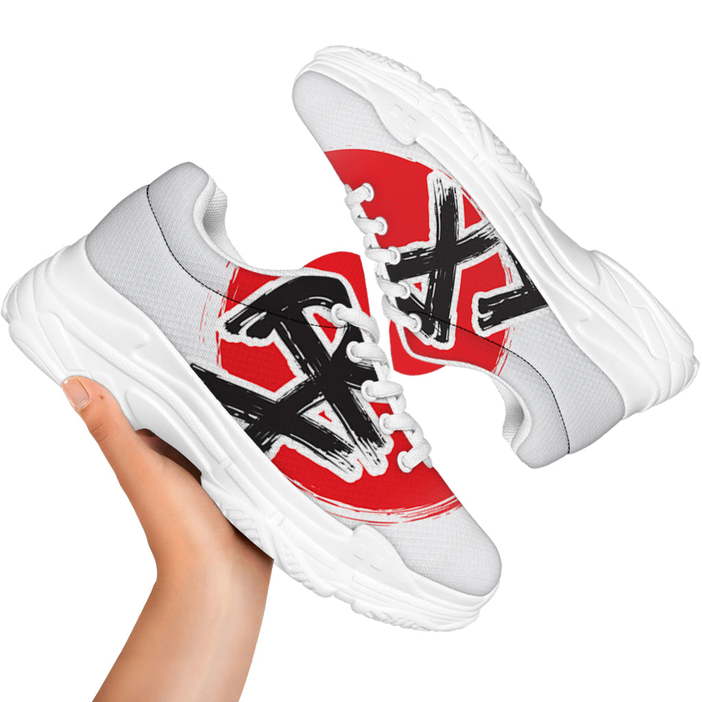 Karate Text Print White Chunky Shoes