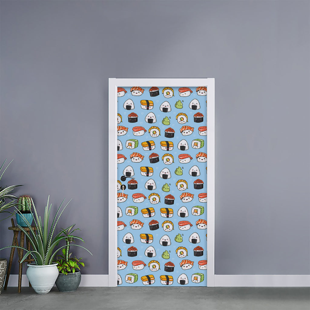Kawaii Japanese Sushi Pattern Print Door Sticker
