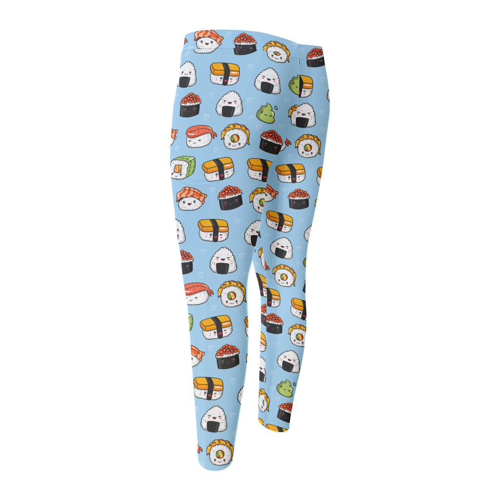 Kawaii Japanese Sushi Pattern Print Men's Compression Pants