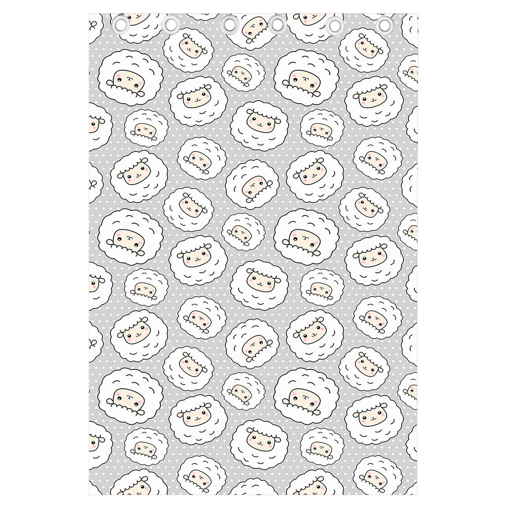 Kawaii Sheep Pattern Print Curtain