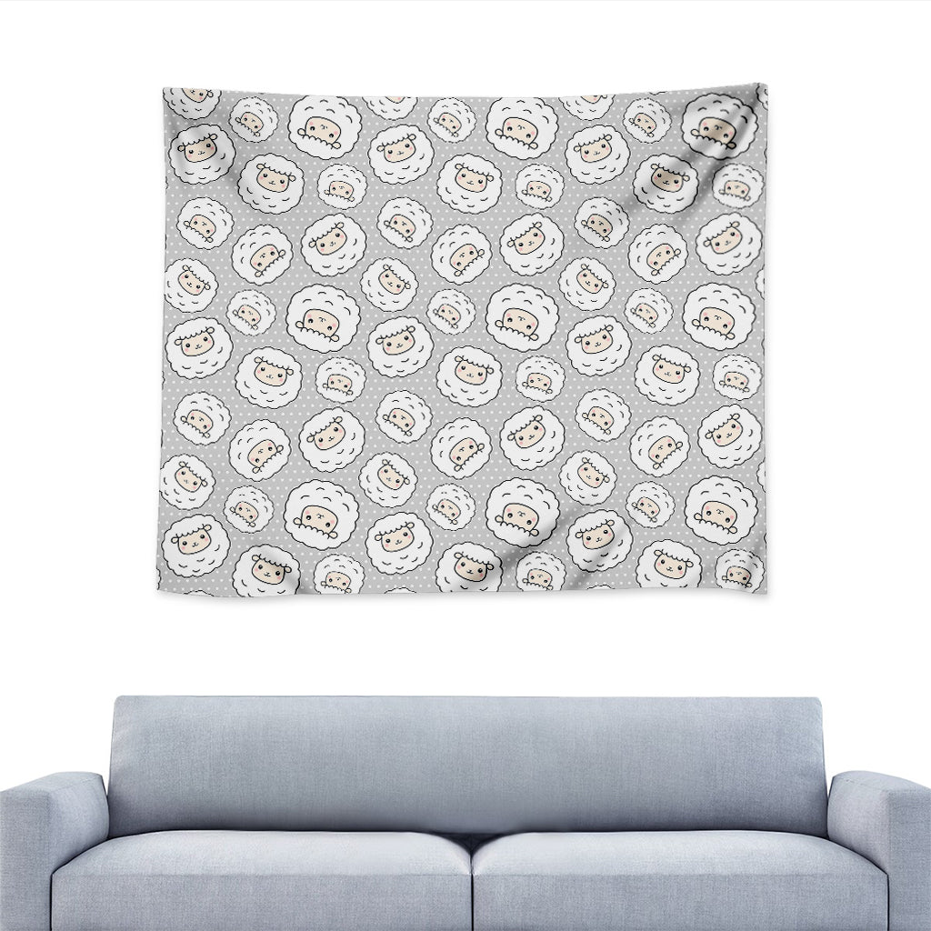 Kawaii Sheep Pattern Print Tapestry