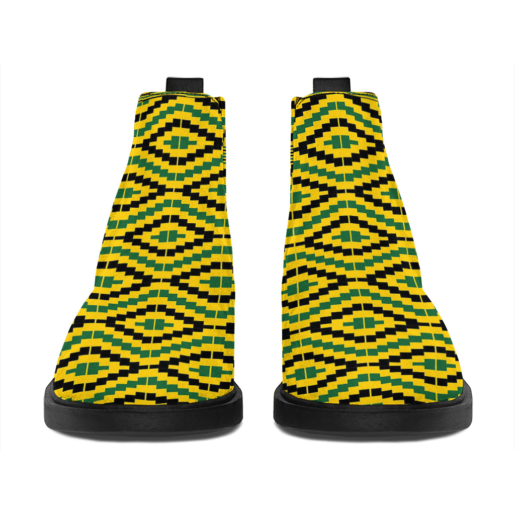 Kente African Pattern Print Flat Ankle Boots