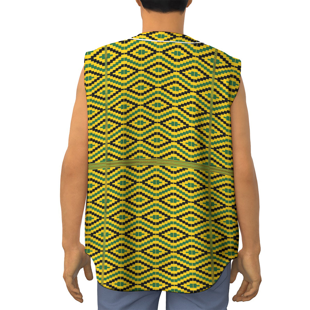 Kente African Pattern Print Sleeveless Baseball Jersey