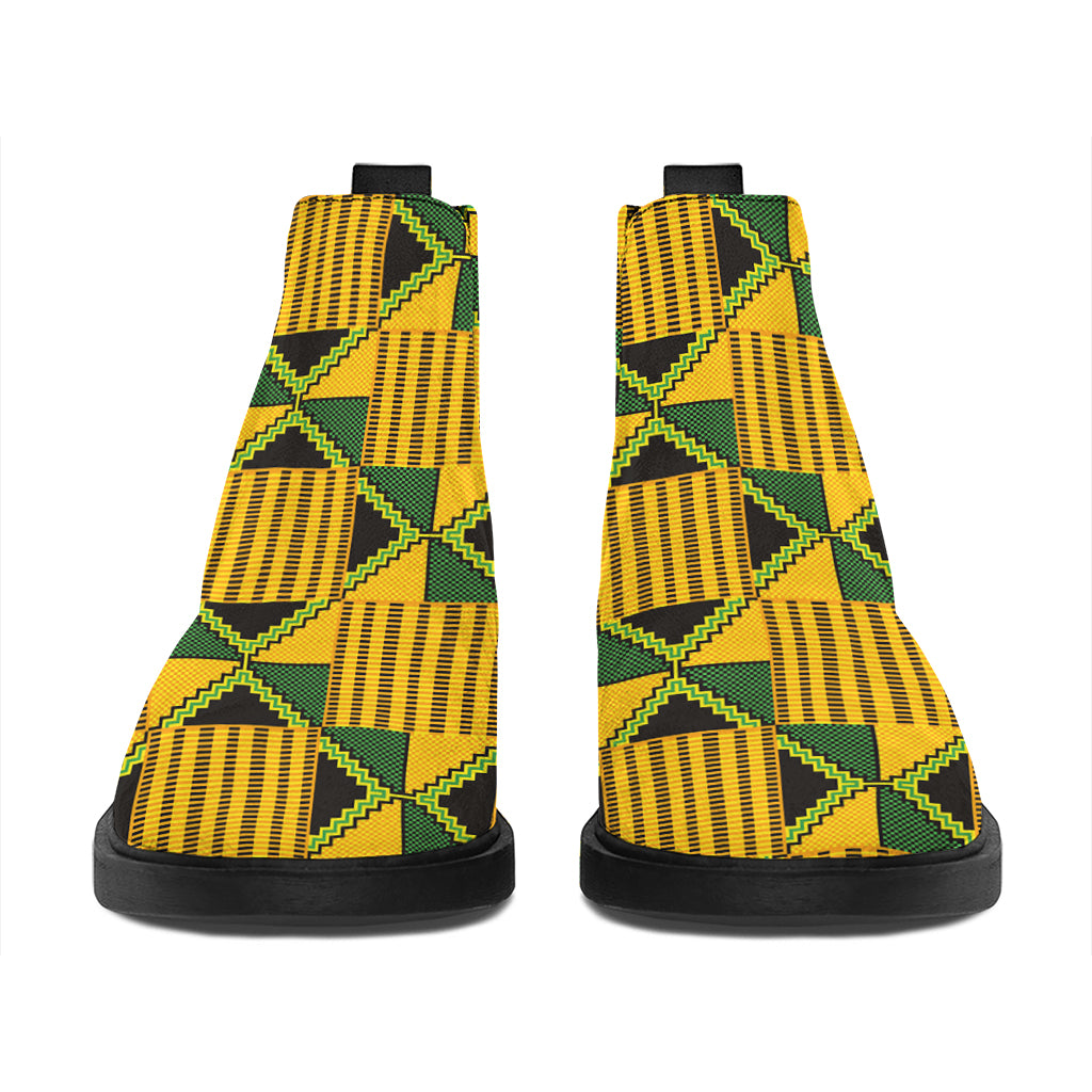 Kente Ethnic Pattern Print Flat Ankle Boots