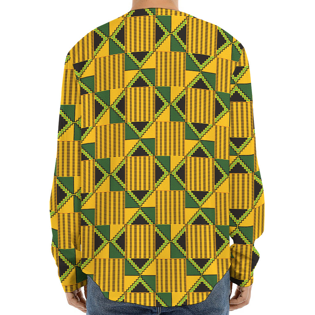 Kente Ethnic Pattern Print Long Sleeve Baseball Jersey
