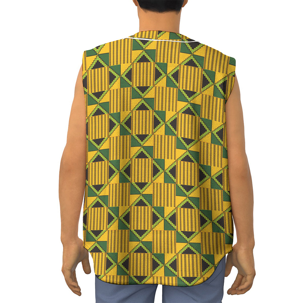 Kente Ethnic Pattern Print Sleeveless Baseball Jersey
