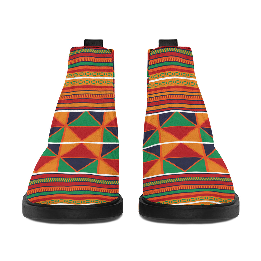 Kente Pattern Print Flat Ankle Boots