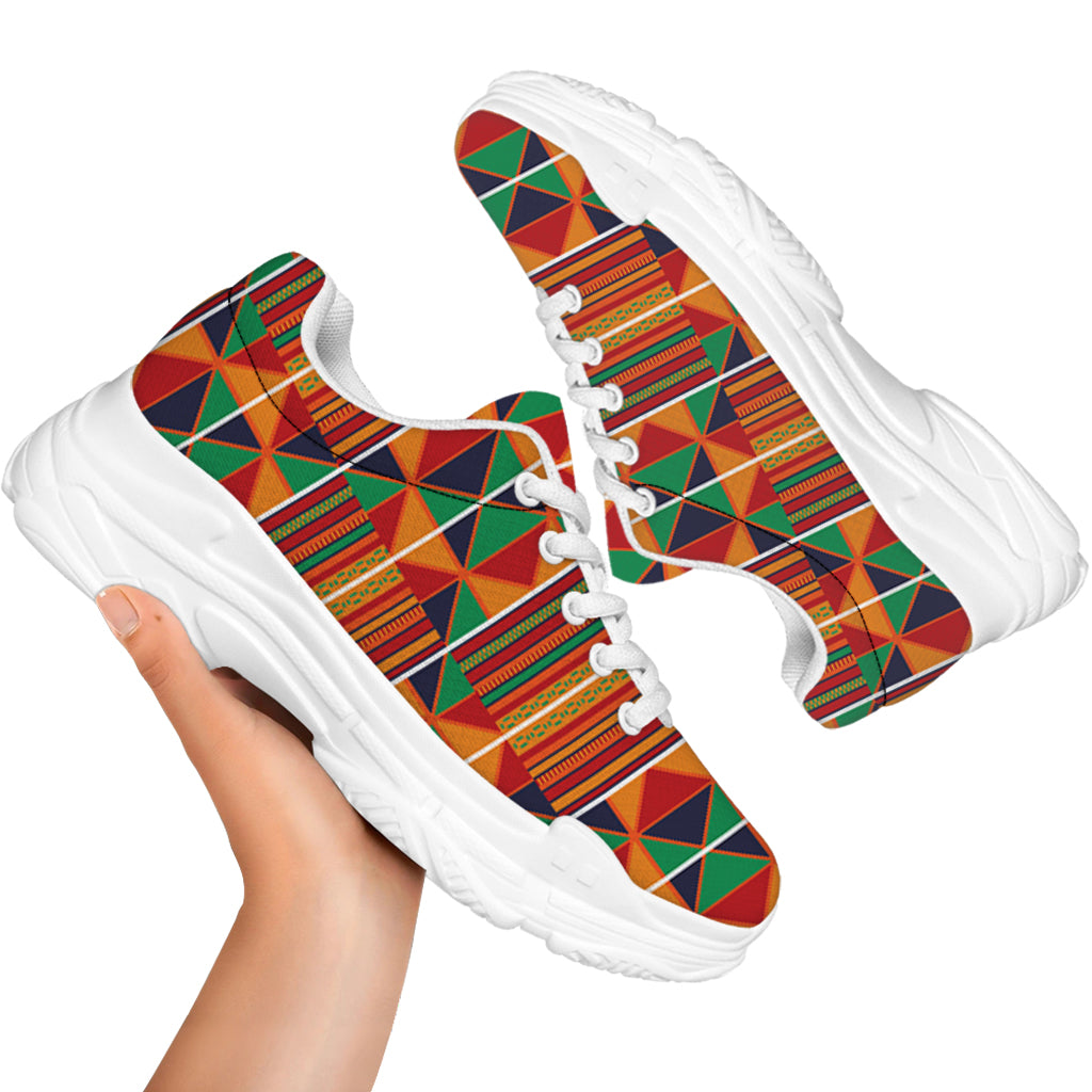 Kente Pattern Print White Chunky Shoes