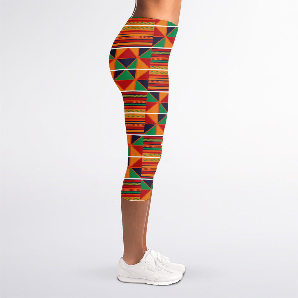 Kente Pattern Print Women's Capri Leggings