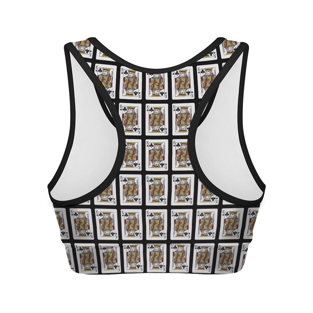 King Of Clubs Playing Card Pattern Print Women's Sports Bra