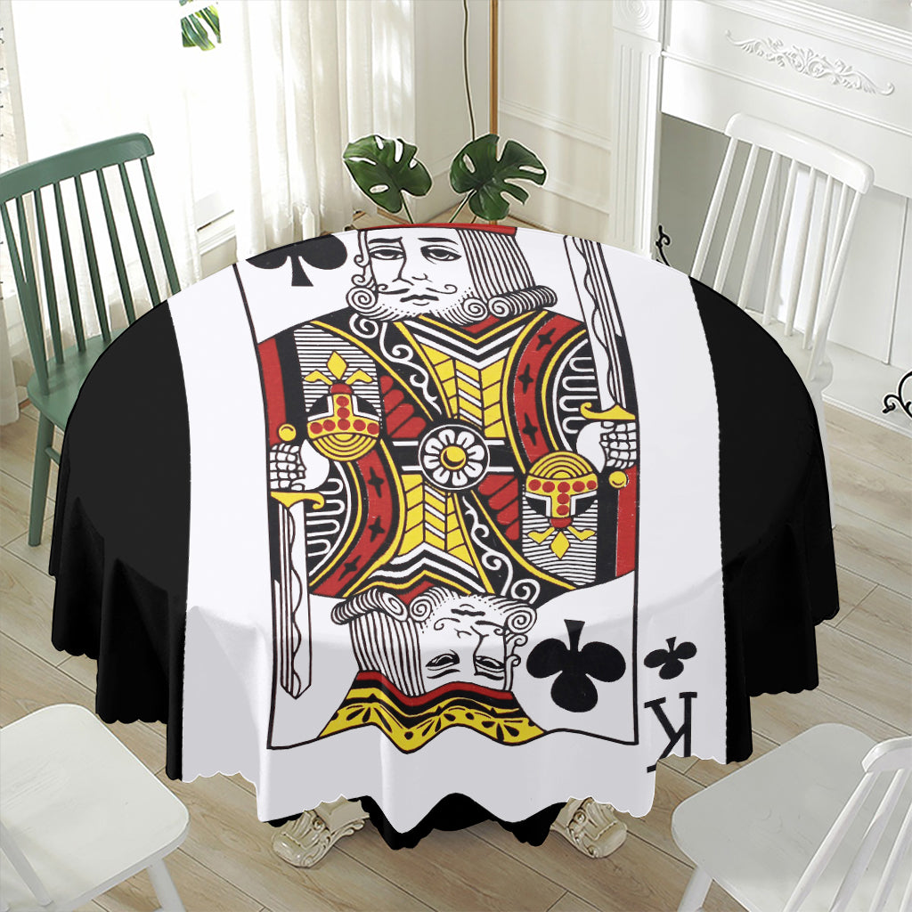 King Of Clubs Playing Card Print Waterproof Round Tablecloth