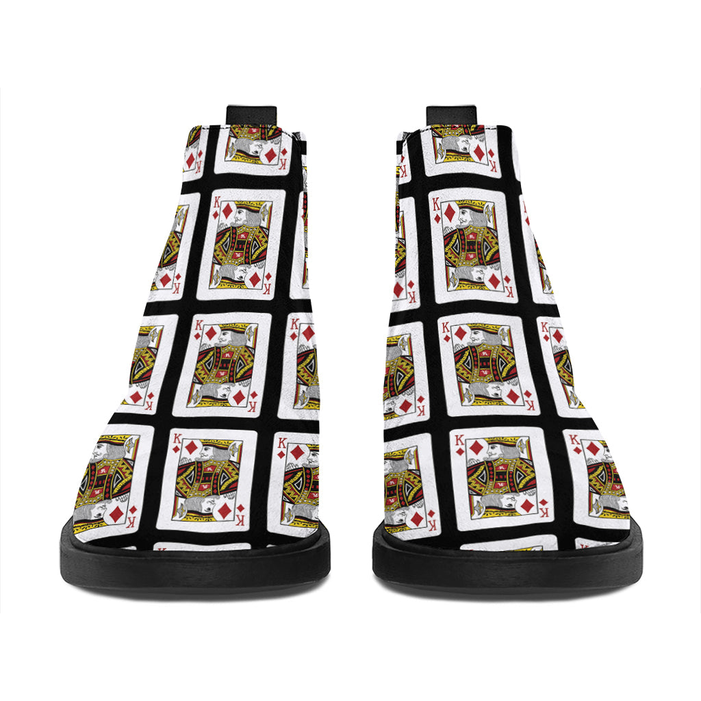King Of Diamonds Pattern Print Flat Ankle Boots