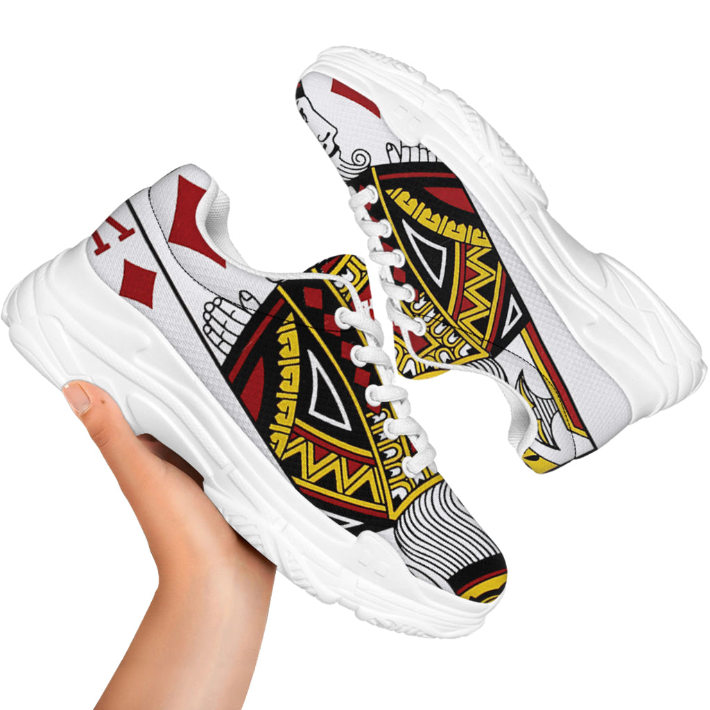 King Of Diamonds Playing Card Print White Chunky Shoes