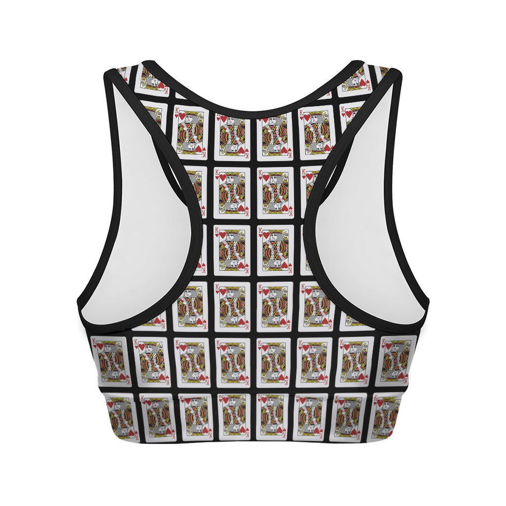 King Of Hearts Playing Card Pattern Print Women's Sports Bra