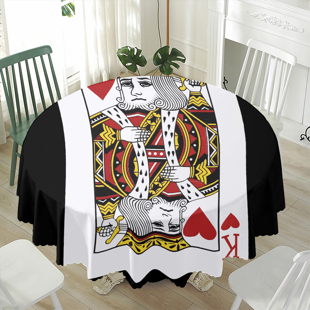 King Of Hearts Playing Card Print Waterproof Round Tablecloth