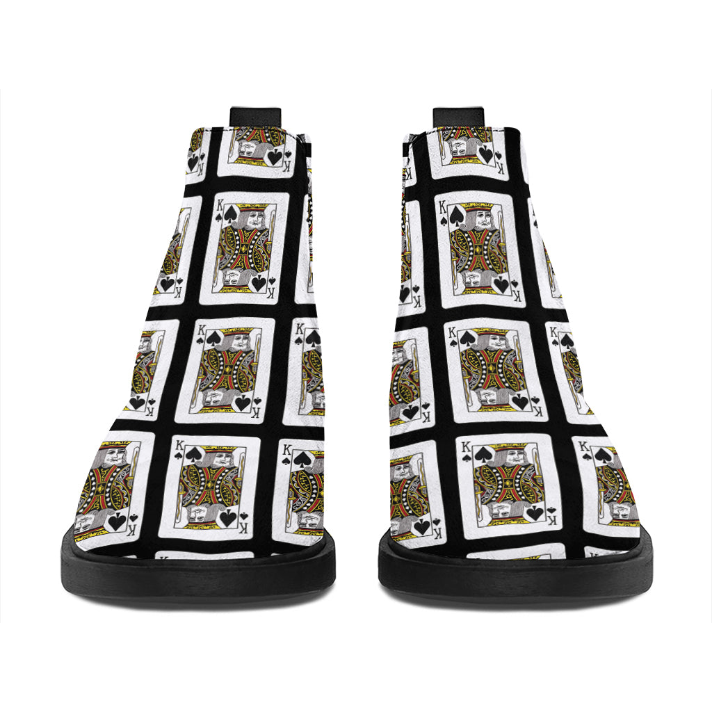 King Of Spades Pattern Print Flat Ankle Boots