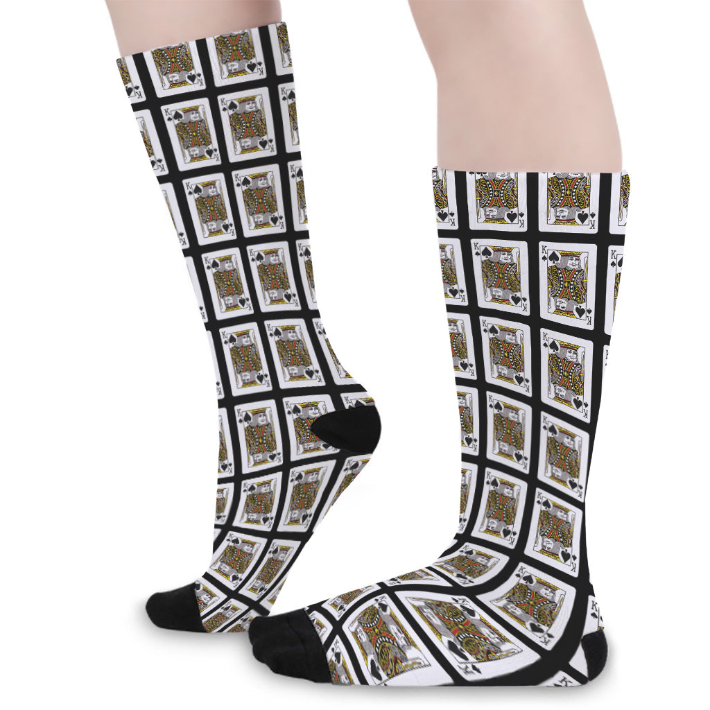 King Of Spades Pattern Print Long Socks